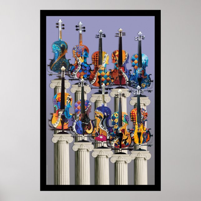 Geige Poster, Geige Musik Kunst, Geige Kunst Poster (Vorne)