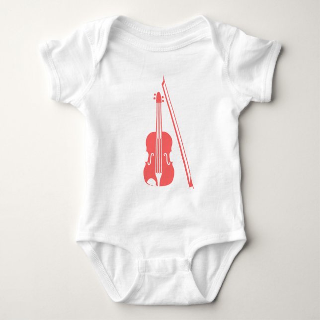 Geige - Tropisches Rosa Baby Strampler (Vorderseite)