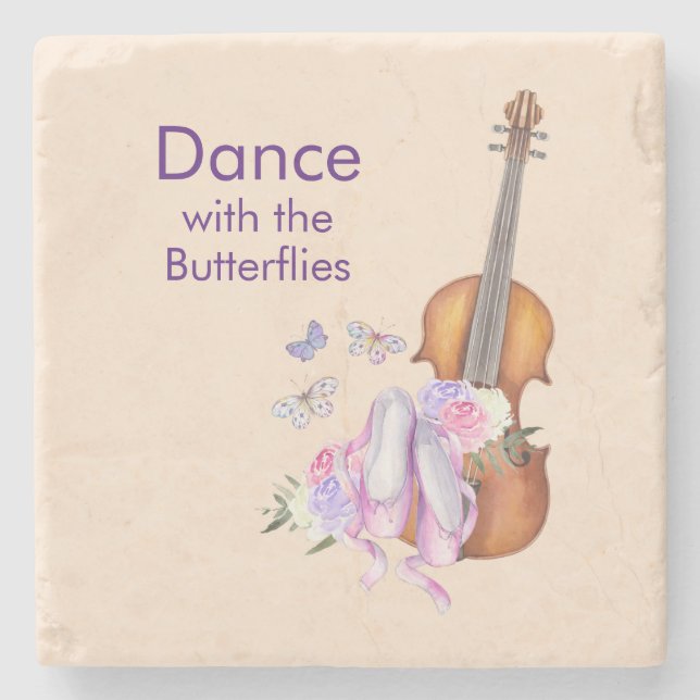Geige- und Ballettschuhe Inspirationsquelle Steinuntersetzer (Vorderseite)