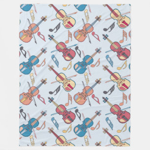 Geige und Musiknoten Fleecedecke