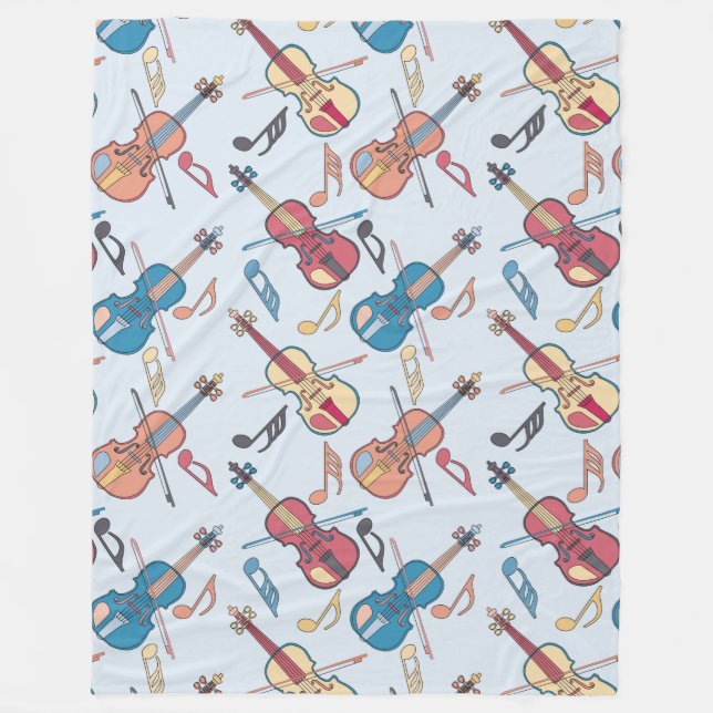 Geige und Musiknoten Fleecedecke (Vorderseite)