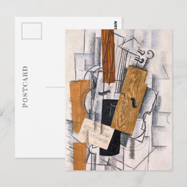 Geige und Noten | Georges Braque | Postkarte (Vorne/Hinten)