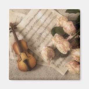 Geige und Rose Antikes Kunstmagazin Magnet
