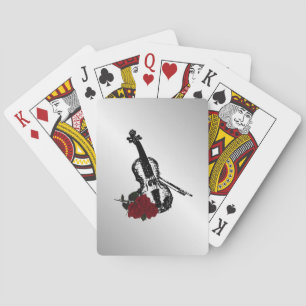 Geige und Rose Silber Spielkarten