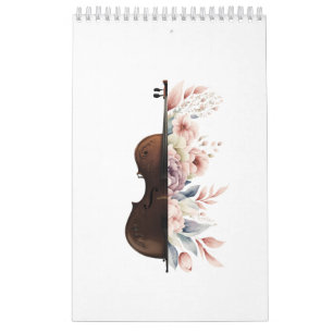 Geige unter Blume. Bouquet der Blume. Kalender