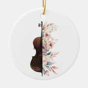 Geige unter Blume. Bouquet der Blume. Keramik Ornament
