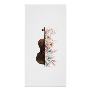 Geige unter Blume. Bouquet der Blume. Poster
