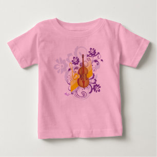 Geigen-Blumen-Swirbel Rosa Kleinkind-Rüschen-Shirt Baby T-shirt
