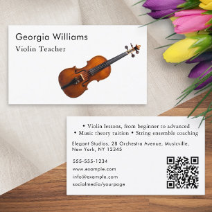Geigenlehrer Musikinstrument Tutor QR Code Visitenkarte