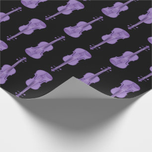 Geigenmuster - Lavendel und Schwarz   Geschenkpapier