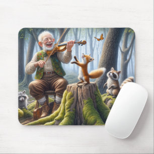 Geiger in einem Wald mit Wildtieren Mousepad