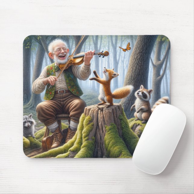 Geiger in einem Wald mit Wildtieren Mousepad (Mit Mouse)