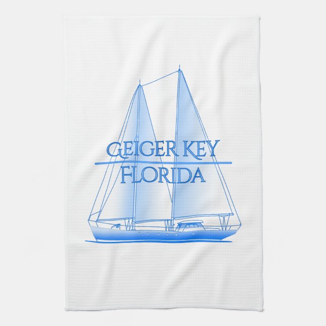 Geiger Key Coastal Nautical Segelschiff Geschirrtuch (Vertikal)