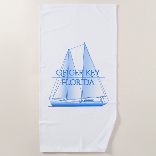 Geiger Key Coastal Nautical Segelschiff Strandtuch (Vorderseite)