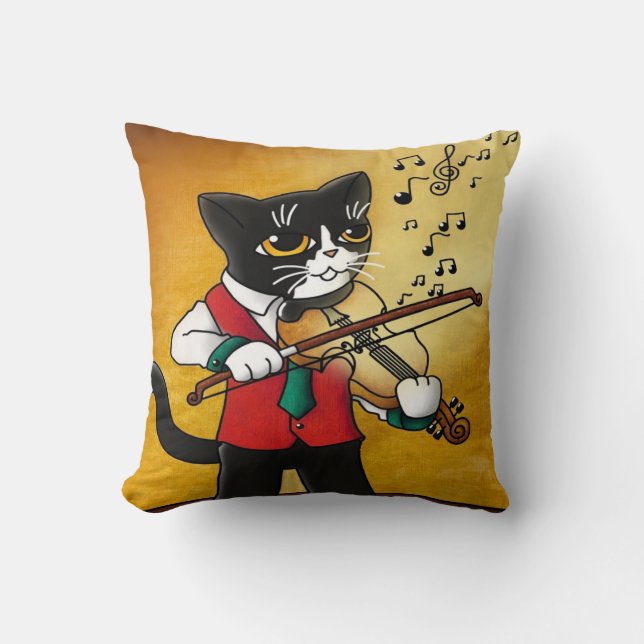 Geigermusikkatze Kissen (Vorderseite)