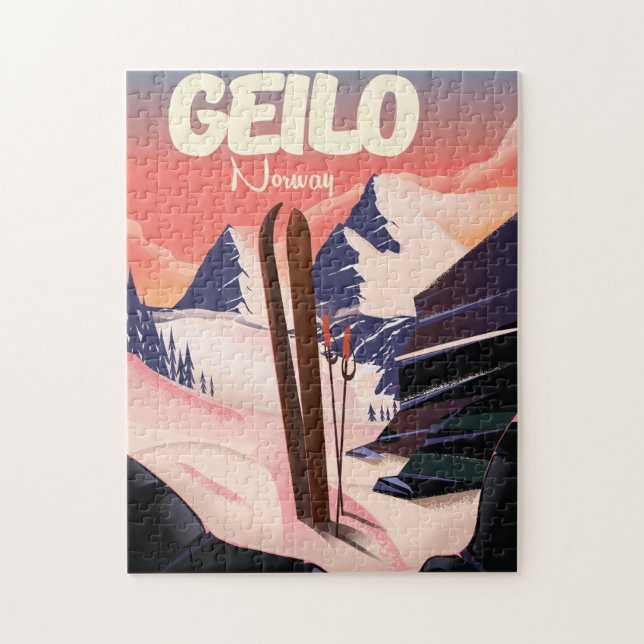 Geilo Norwegen schönes Skiposter. (Vertikal)