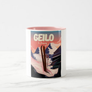 Geilo Norwegen schönes Skiposter. Zweifarbige Tasse