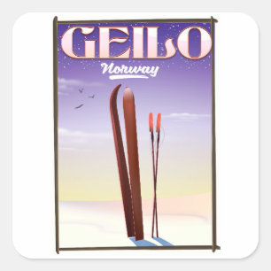 Geilo, Norwegen Skireiseplakat Quadratischer Aufkleber