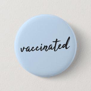 geimpft Corona Blue Modern Handgeschriebener Cov Button