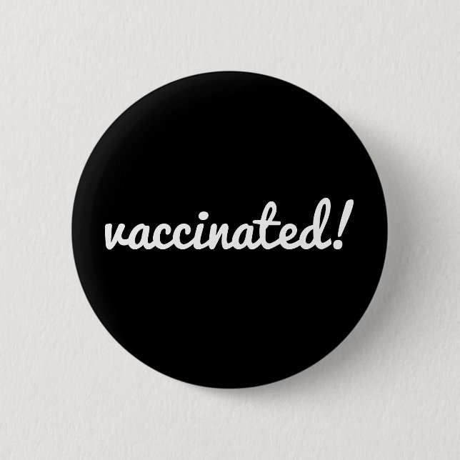 geimpft | Covid Black Coronavirus Modernes Skript Button (Vorderseite)