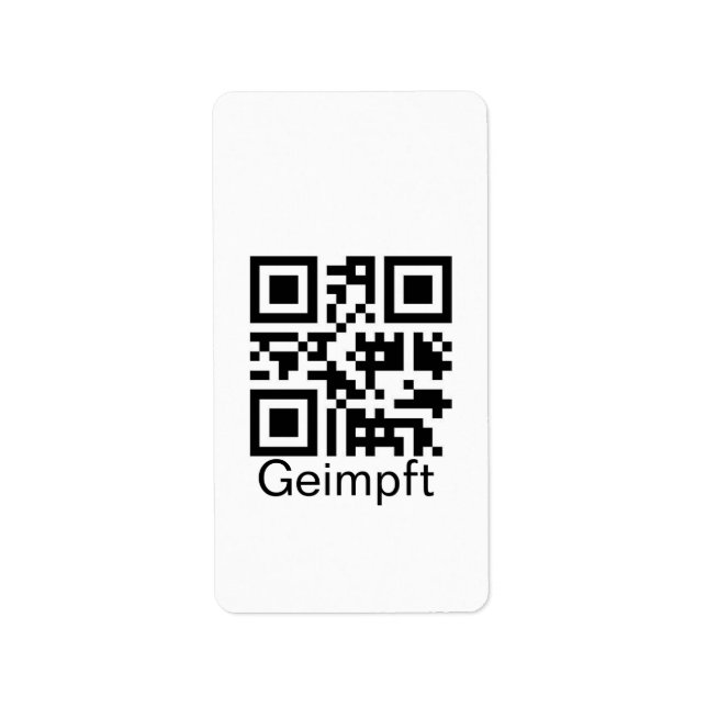 Geimpft mit QR-Code Adressaufkleber (Vorne)