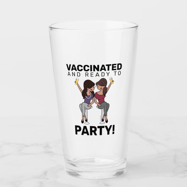 geimpft und zum Party bereit - Bier Glas (Vorderseite)