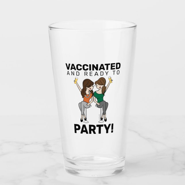 geimpft und zum Party bereit - Bier Glas (Vorderseite)