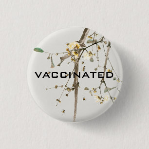 Geimpfte Coronavirus-Pandemie Florale Zweige Button