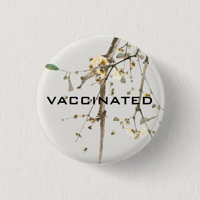 Geimpfte Coronavirus-Pandemie Florale Zweige Button (Vorderseite)