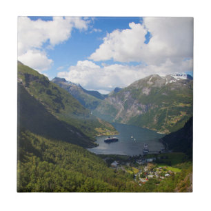 Geiranger Fjord Landschaft, Norwegen Fliese