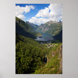 Geiranger Fjord Landschaft, Norwegen Poster