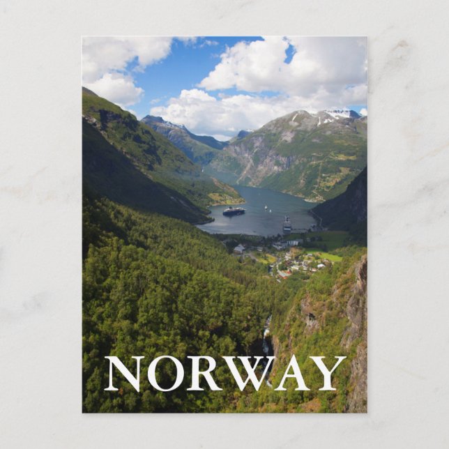 Geiranger Fjord Landschaft, Norwegen Postkarte (Vorderseite)