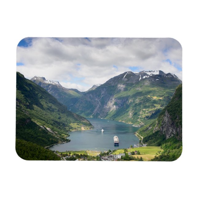 Geirangerfjord-Ansicht des rechteckigen norwegisch Magnet (Horizontal)