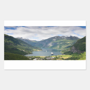Geirangerfjord Ansicht in rechteckigen Aufkleber