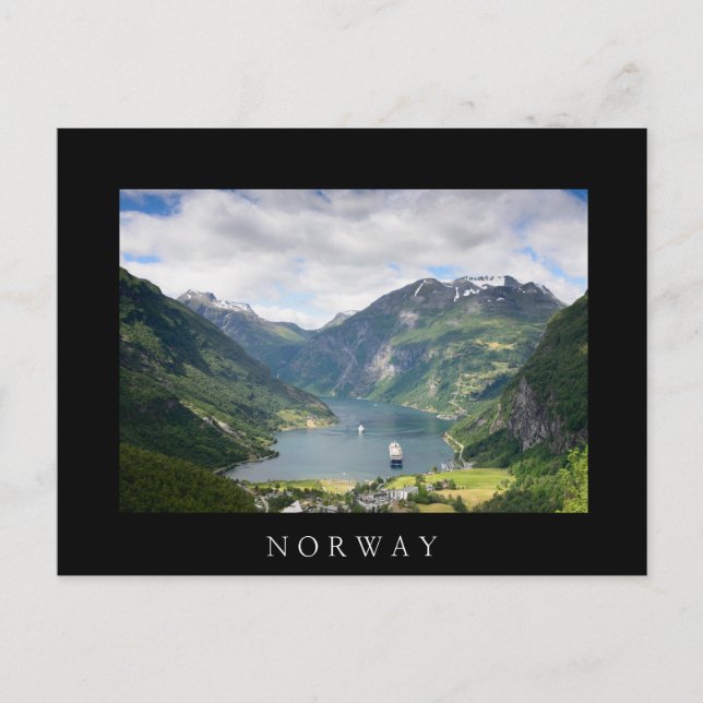 Geirangerfjord in Norwegen Postkartengrenze Postkarte (Vorderseite)