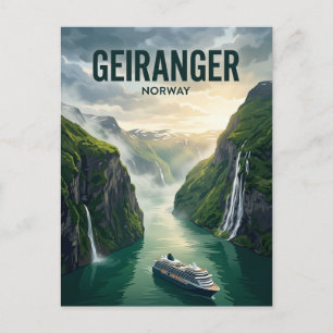 Geirangerfjord-Kreuzfahrt Norwegen Postkarte