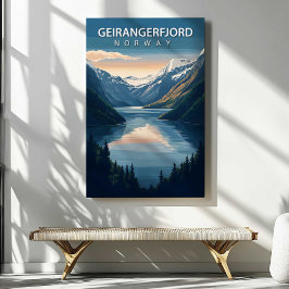 Geirangerfjord Norway Travel Canvas Wall Art Leinwanddruck