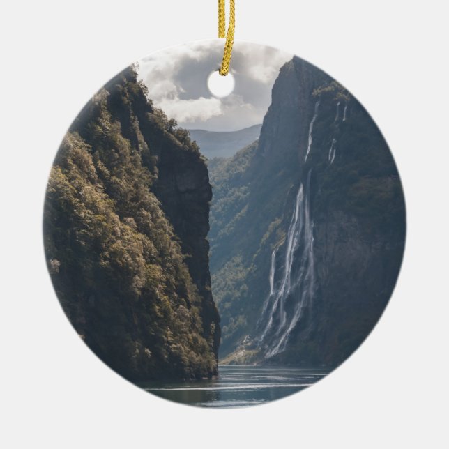 Geirangerfjord Norwegen Keramik Ornament (Vorne)