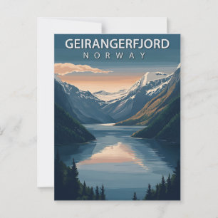 Geirangerfjord Norwegen Vintage Postkarte