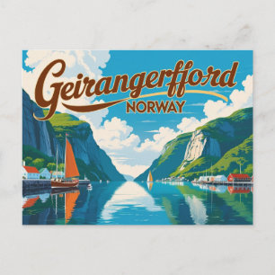 Geirangerfjord Retro Scene Postkarte