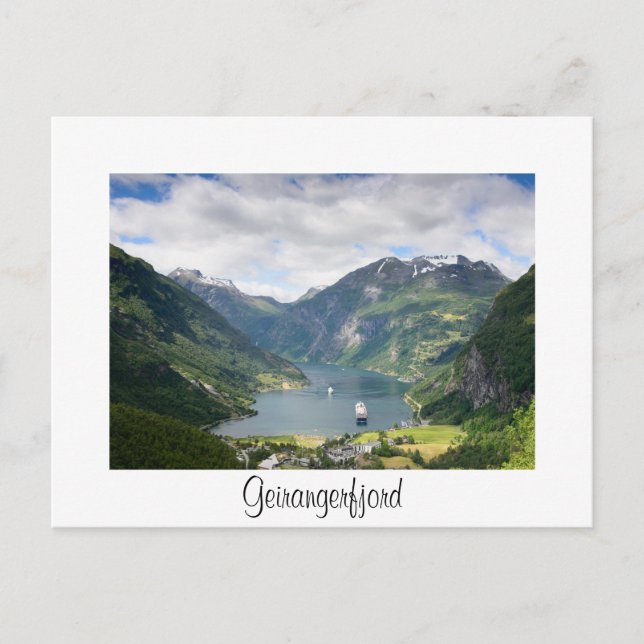 Geirangerfjord vue carte frontière blanche (Devant)