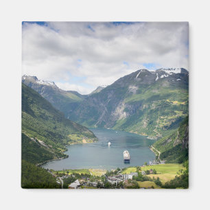 Geirangerfjord vue en Norvège aimant carré