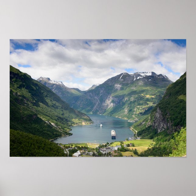 Geirangerfjord vue en Norvège poster imprimé (Devant)