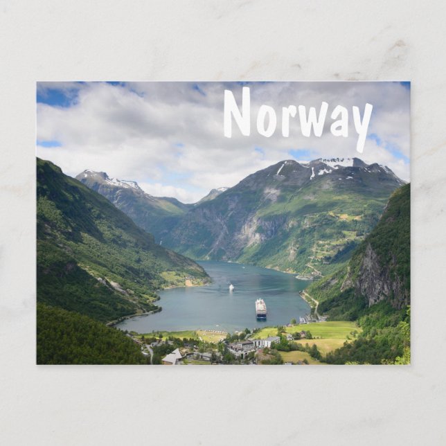 Geirangerfjord, weiße Postkarte (Vorderseite)