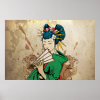 Geisha 芸 者 japanisches horizontales Druckposter