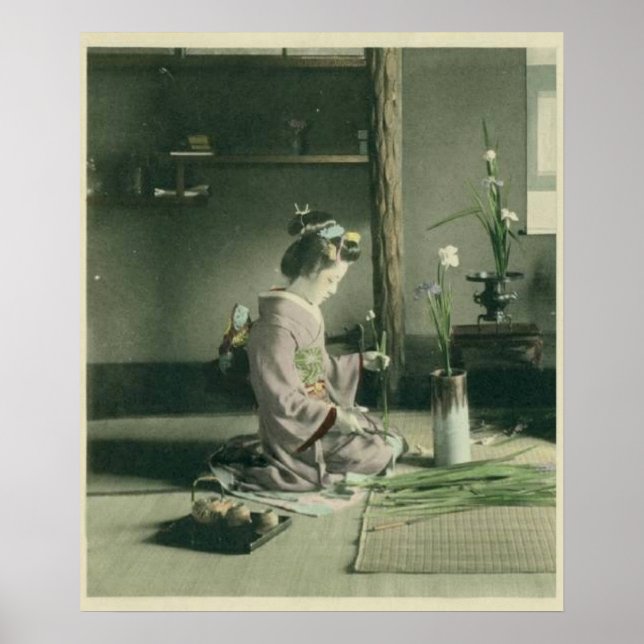 Geisha Arrange Iris Blume Poster Print (Vorne)