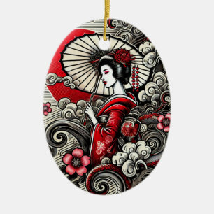 Geisha Art Keramik Ornament - Japanische Eleganz