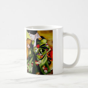 Geisha avec mug kimono vert olive