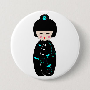 Geisha-Cartoon-Knopf Button