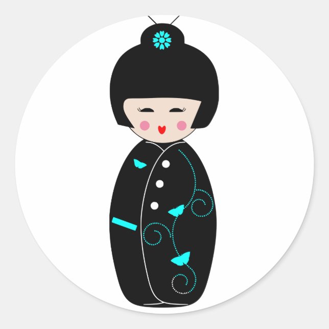 Geisha Cartoon Stickers (Vorderseite)